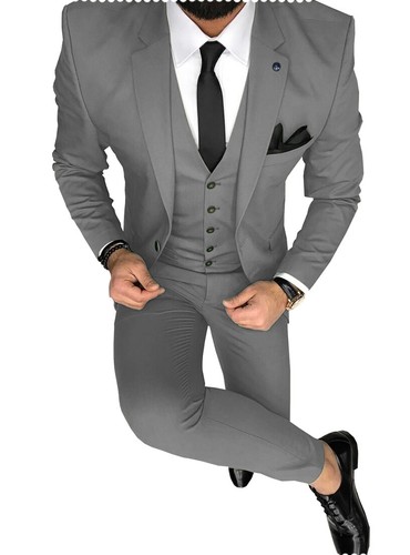 Mens 3 Piece Suits Wedding Groom Party Tuxedo Blazer+Vest+Pants Size 42r 44r 46r - Picture 23 of 29