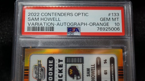 Contenders Optic Sam Howell Orange Variation #133 2022 automático/20 gema PSA 10 POP 5 - Imagen 2 de 6