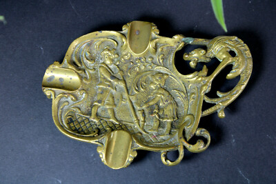 Antique Bronze dragon boy girl ashtray 