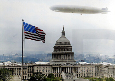 1928 The Graf Zeppelin over the U.S. Capitol 14 x 11'' Photo Print