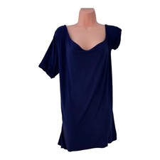 Boohoo Women's navy blue tunic top cowl neck short sleeve loose fit Size 16