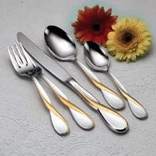 Oneida Golden Aquarius 5 Piece Place Set Quality 18/10 Stainless Flatware