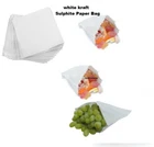 100 x WHITE Kraft Flat Paper Bags Brown Food Grocery Sandwich Bags - 10" x 10"