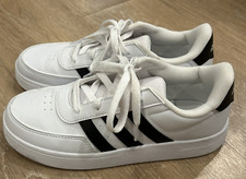 USED Adidas Breaknet 2.0 Youth Lace Up Tennis Shoes US 4 White/Black