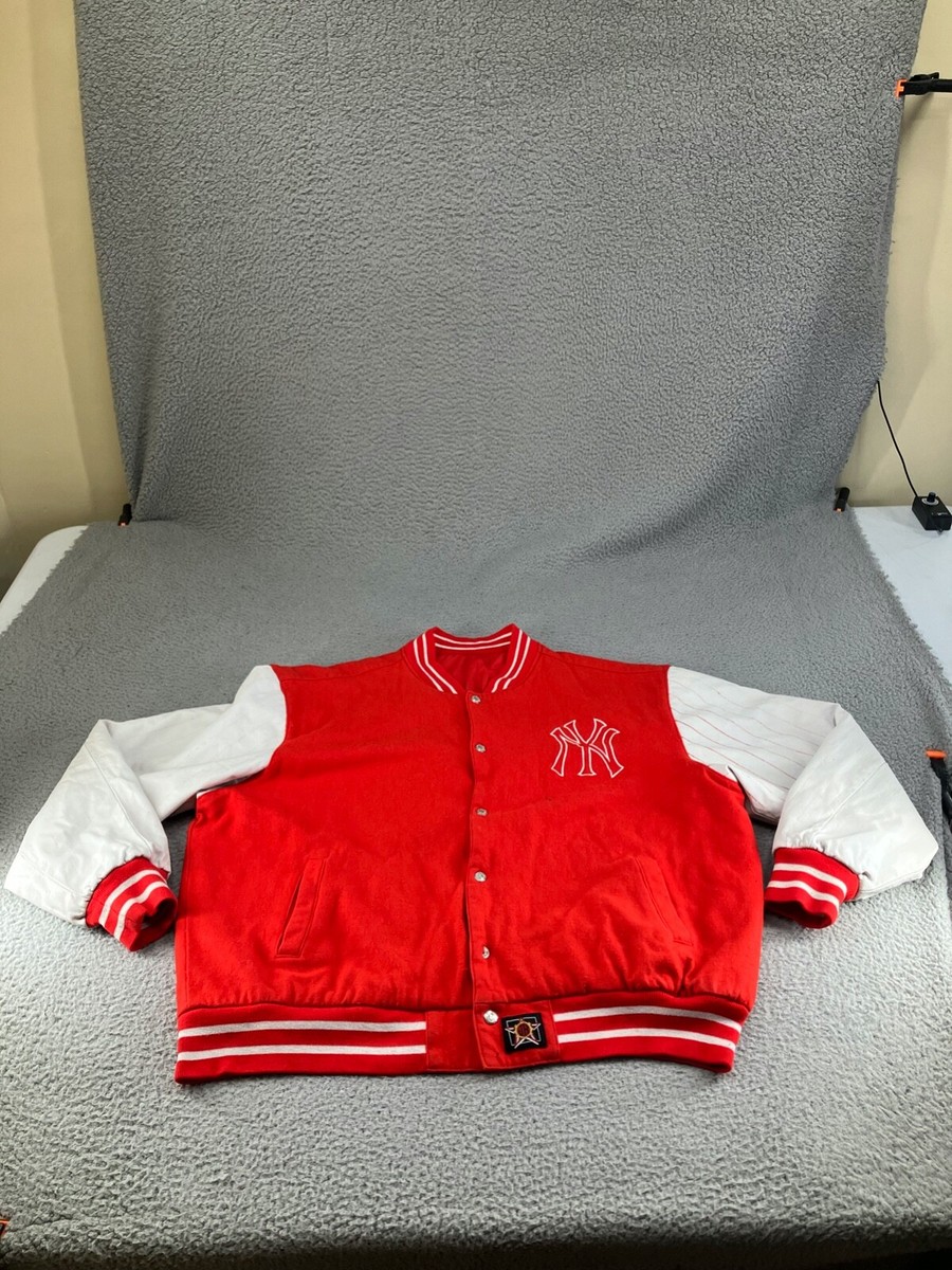 New York Yankees Varsity Bomber Jacket Mens 3XL Red JH Design Wool
