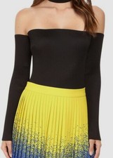  69 Kitty Joseph Women's Black Crepe Crystal Pleating Sleeves 1-Pair Size Medium