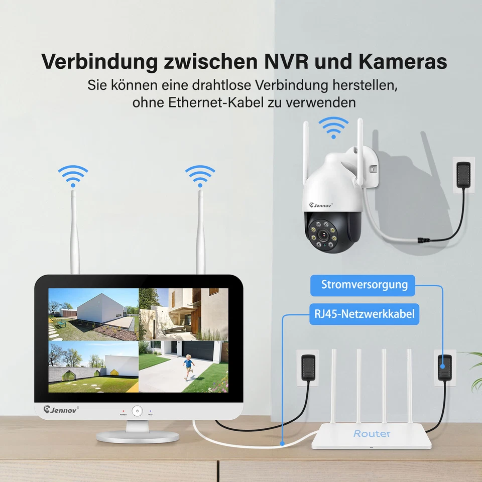 WLAN wireless IP security camera set 1TB HDD audio 10CH 5MP monitor outdoor - Image 2 of 4