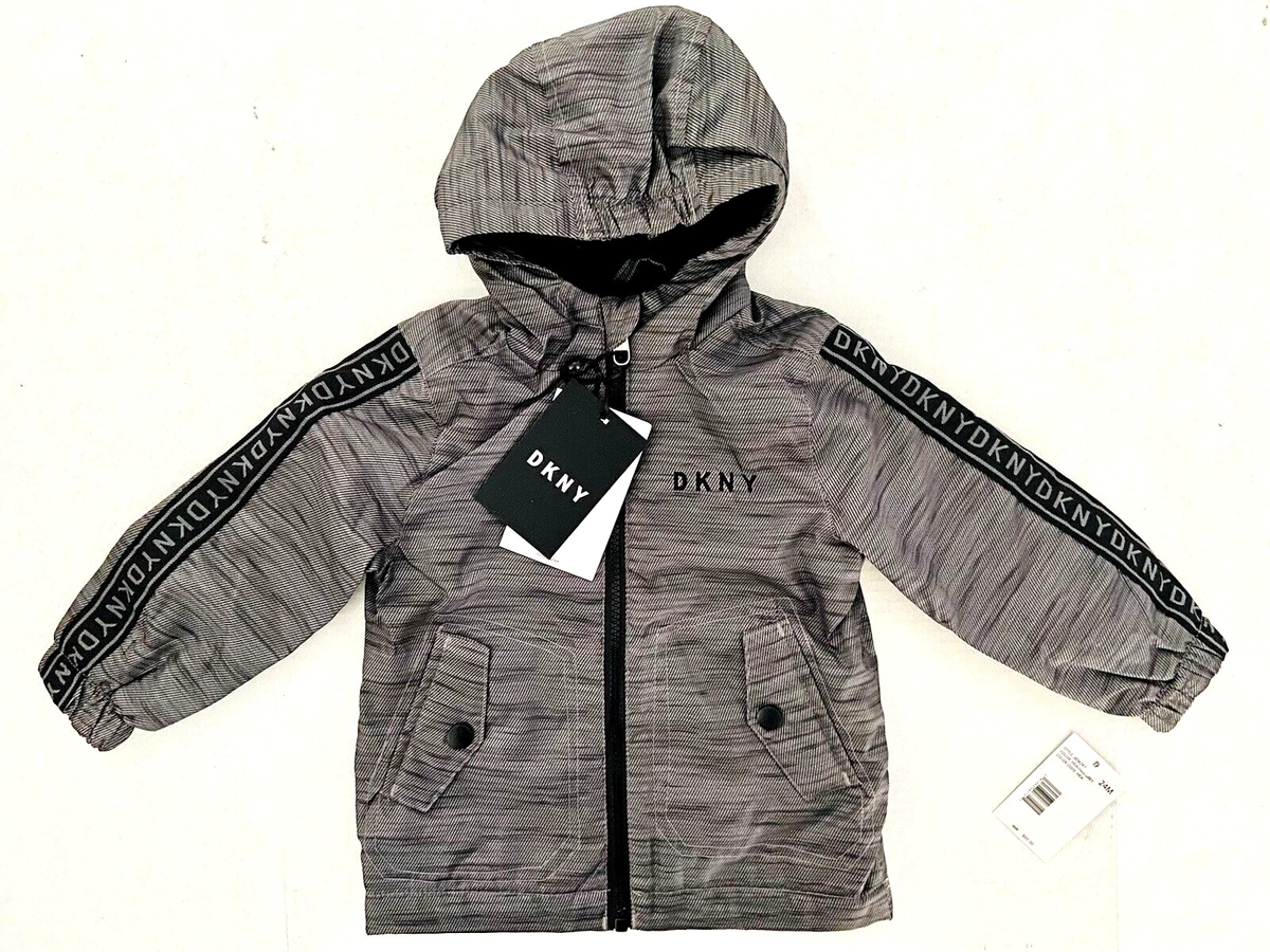 DKNY Toddler Boys 24M Heather Grey Hooded Lined Jacket