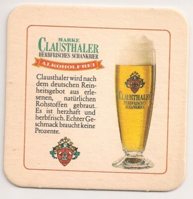 Clausthaler alkoholfrei - alter Bierdeckel ''herbfrisches Schankbier''