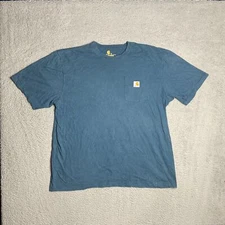Carhartt Original Fit Blue Short Sleeve T Shirt Distressed Workwear Mens XL