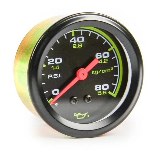 Genuine SAAS Oil Pressure Gauge Mech Black Autoline 0 to 80psi/5.6 kg cm - Picture 2 of 4