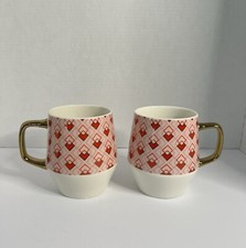ARREGLOS COMESTIBLES Raro Taza de Café Corazón Dorado Patrón Argyle Juego de San Valentín