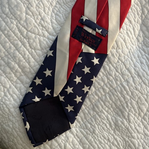 USA AMERICAN FLAG NECK TIE Rack 100% SILK Neck Tie~MADE IN ITALY** Ex. Cond. - Picture 4 of 5
