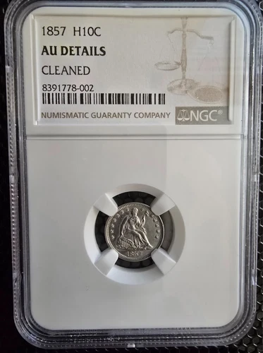 1857 Seated Liberty Half Dime H10C AU NGC