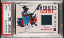 2022 Panini Chronicles Julio Rodriguez PSA 10 RED America's Pastime Swatch APSJR