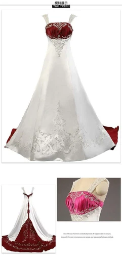 Vintage Wedding Dresses Plus Size Beaded Satin Embroidery Bridal Gowns - Picture 3 of 14