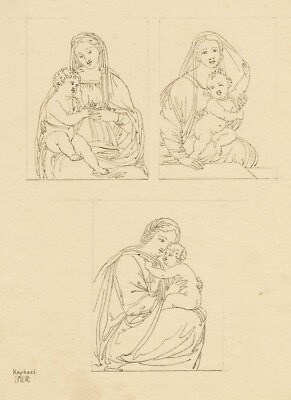 John White Abbott Feder & Tusche Zeichnung um 1805 Madonna & Kind nach Raphael