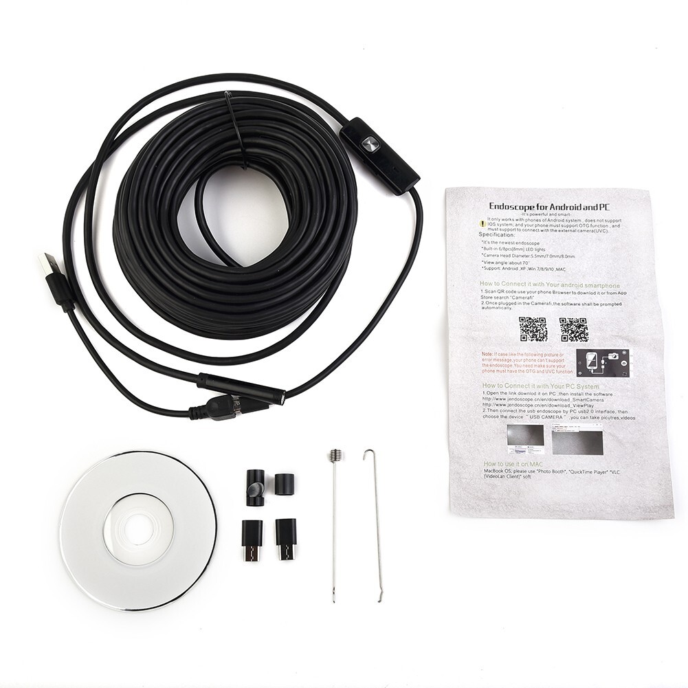 50 FT Pipe Inspection Camera USB Video Sewer Drain Cleaner Water 