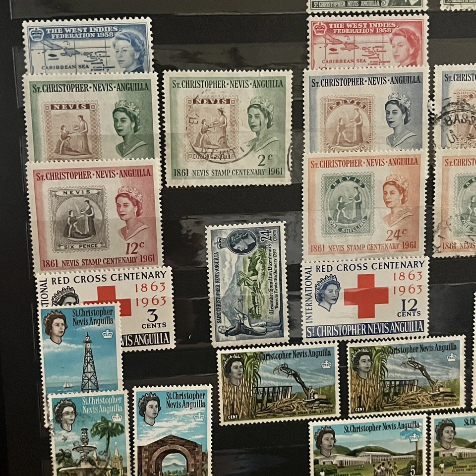 ST. CHRISTOPHER NEVIS ANGUILLA STAMPS STOCK PAGE CENTENARY CORONATION RED CROSS - Image 4 of 4