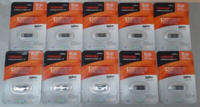 Qty 10 Toshiba 8GB USB 2.0 Flash Drive For Notebooks/Desktops