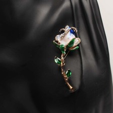 Fashion Women Men Enamel Pearl Rose Flower Tassel Brooches Badges Flower Pins