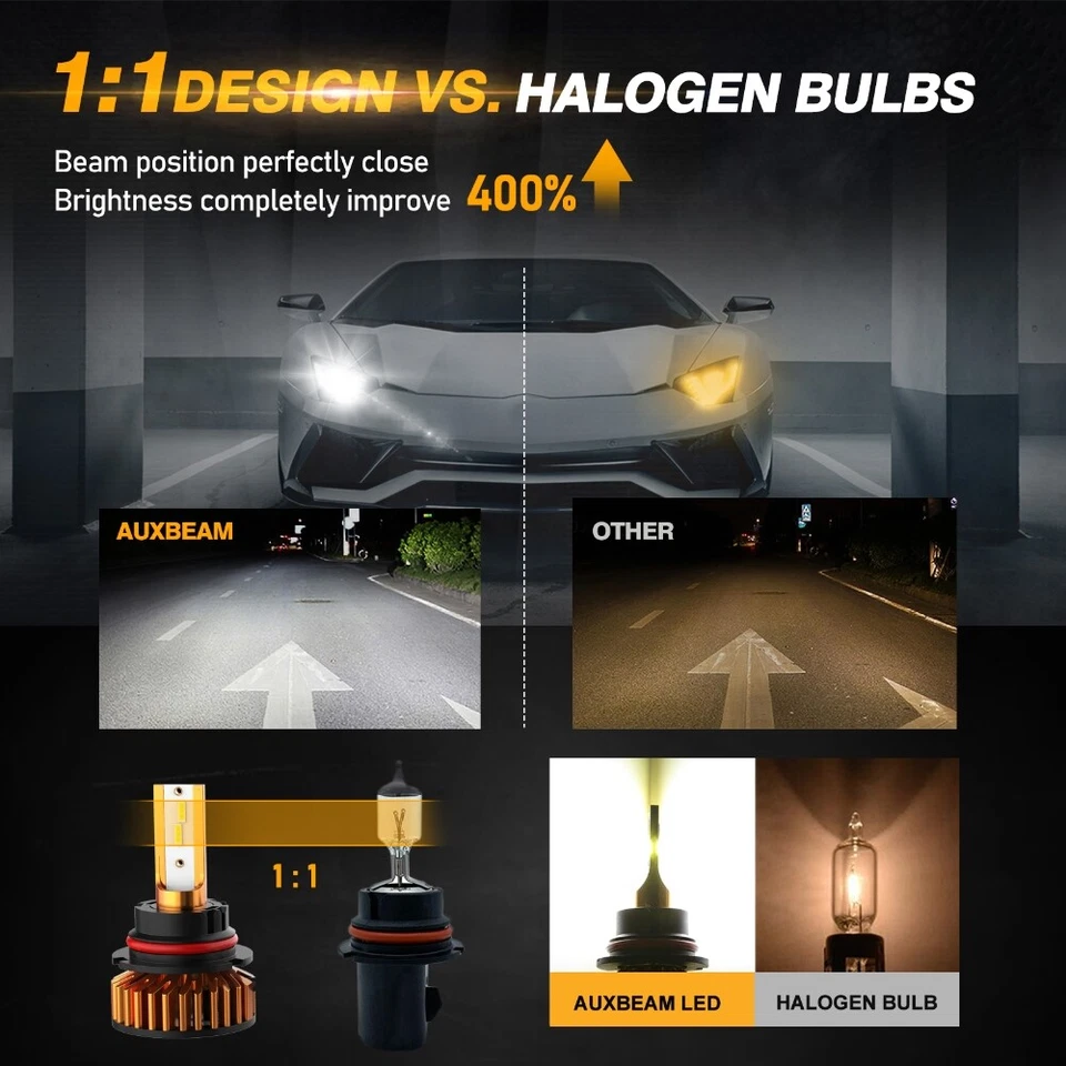 For GEO TRACKER 1989-1997 9004 Front LED Headlight Bulbs High/Low Beam Kit 6500K - Image 4 of 4