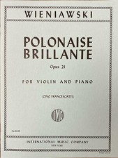 WIENIAWSKI Polonaise Brillante Opus 21 for Violin and Piano IMC 2628 