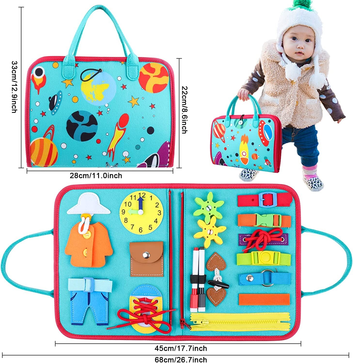 Educational Sensory Kids Busy Board Intelligence Montessori Toy