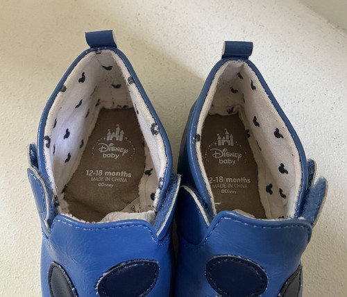 Disney Baby Mickey Mouse blue leather Shoes - 12-18 months Soft Sole Crib Shoes - Picture 6 of 7