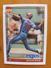 1991 Topps Dennis Boyd Pink Flag By Wrist AND Glowback Variation Baseball Card