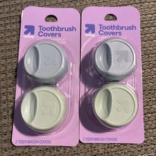 4 Pack Toothbrush Covers Travel Set Up & Up New Blue Green