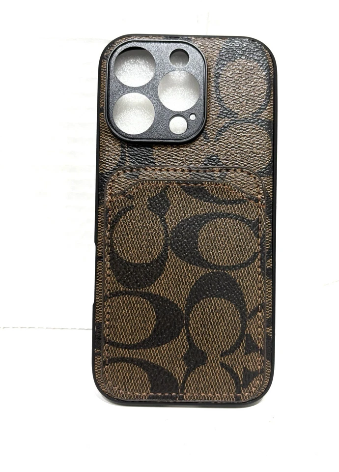 Funda para teléfono iPhone 13 Pro Max Coach marrón funda de cuero de diseñador Foto 3 de 3
