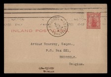 DR WHO 1919 NEW ZEALAND POSTAL CARD WELLINGTON TO BELGIUM w26188