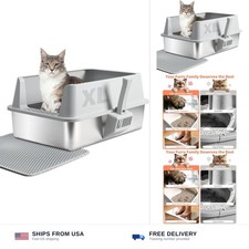 Stainless Steel Cat Litter Box with Lid, XL Metal Litter Box, Extra Large Lit...