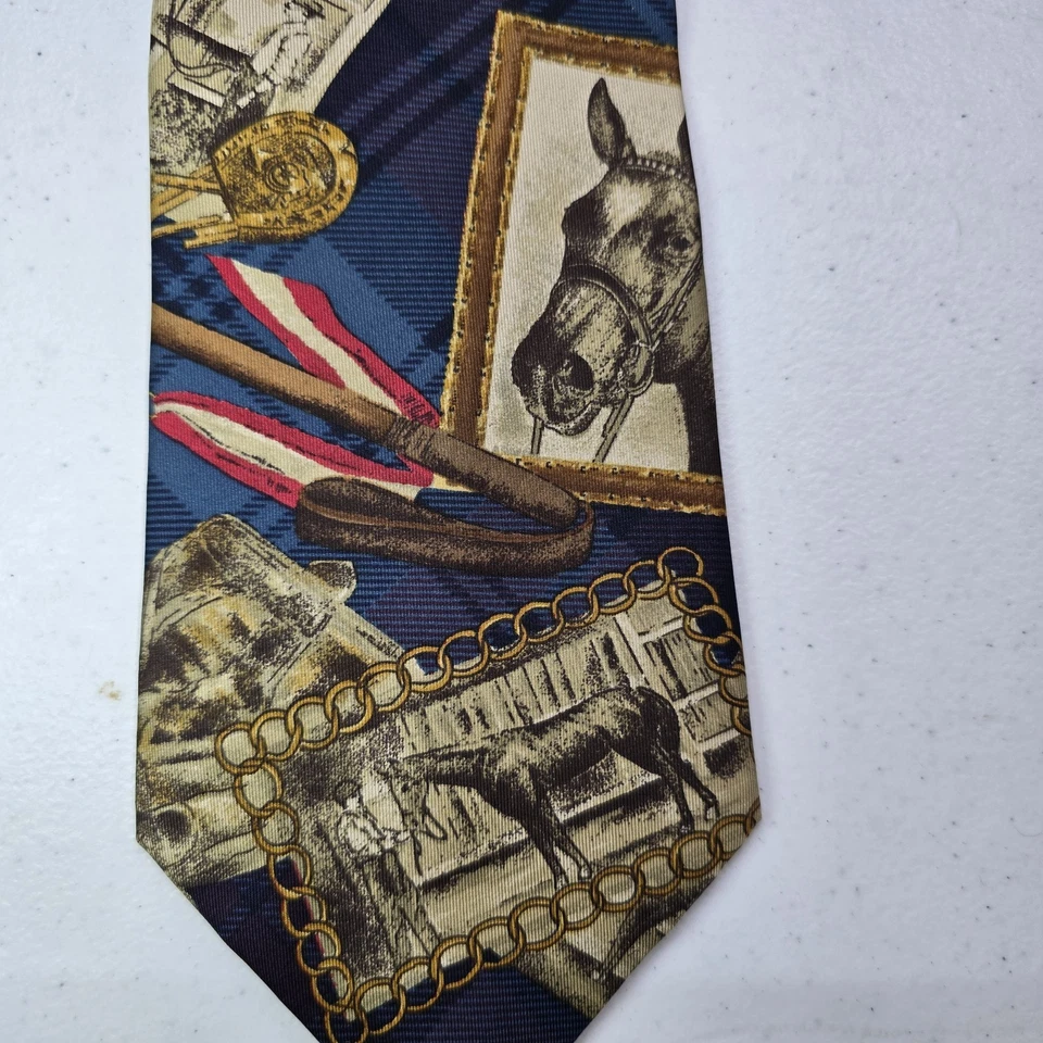 Винтажный Hathaway мужской шеи галстук конный скачки выездки шелк классический - Изображение 2 из 4