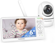 HelloBaby Baby Monitor 6" World First IPS Screen 30H Battery, Secure No WiFi, Pa