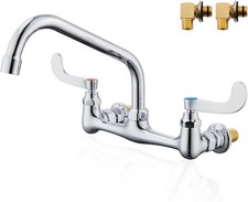 8" Center Wall Mount Faucet 8" Reach Gooseneck Chrome Utility Sink NEW