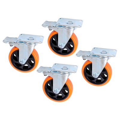 4 Pcs Swivel Caster Wheels 5 Inch With Dual Locking Heavy Duty Plate Casters