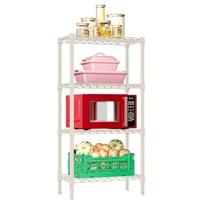  4 Tier Steel Storage Shelves, 4 Tier, 11.8'' D x 23.6'' W x 47.5'' H Light Tan