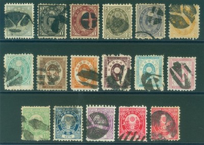 JAPAN 1876-79 OLD KOBAN complete set  Scott 55-71 used VF - all BOTA postmarks
