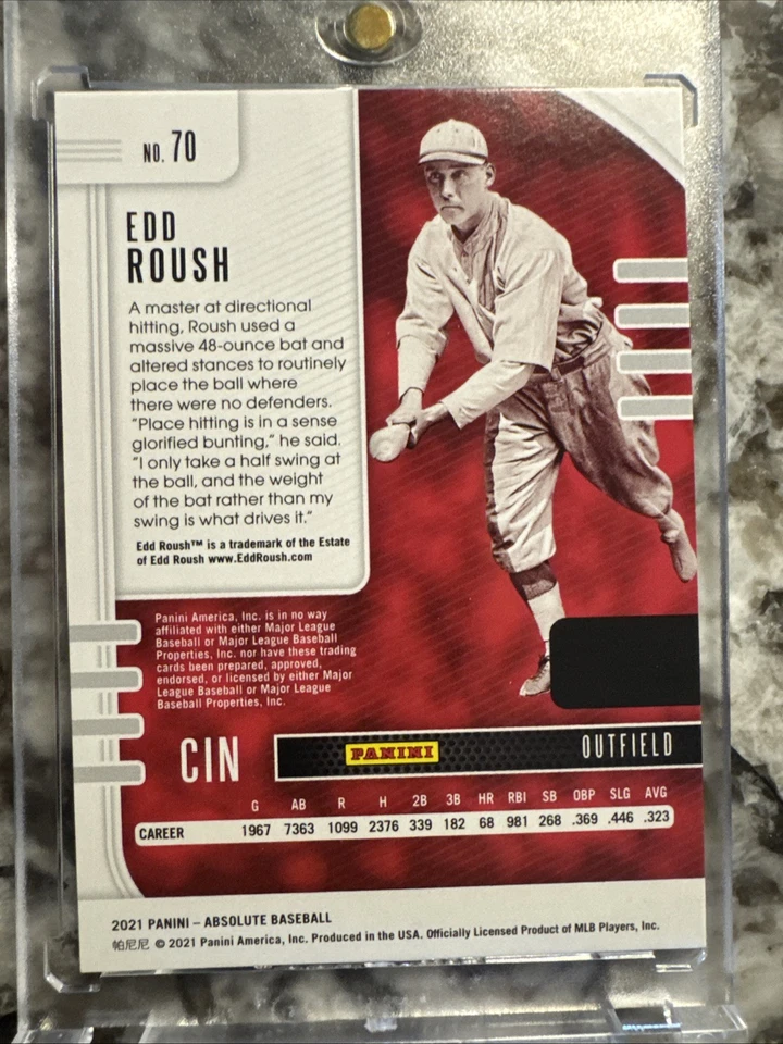 Panini Absolute 2021 - Edd Roush #70 oro/10 Foto 2 de 2