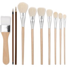 10 Pcs Assorted Size Mop Brush for Acrylic Painting Goat Hair Oil Painting Brush