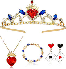 Queen of Hearts Crown Costume Jewelry Set for Women