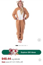 Rudolph The Red Nosed Reindeer Unisex Fleece Union Suit Pajama Sleepwear S