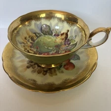 Vintage Hand Painted CDGC Fine China Gold Plated Tea Cup & Saucer Fruit Japan