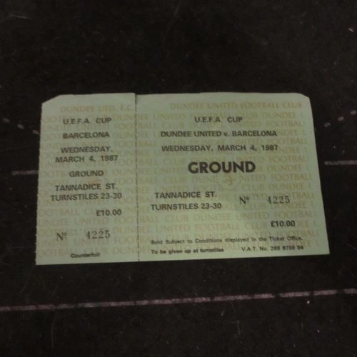 Dundee Utd v Barcelona UEFA Cup 1986/7 - Complete Ticket