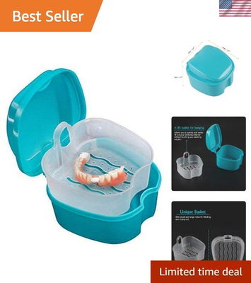 #ad Compact Denture Bath Box with Built in Strainer for Easy Cleaning on the Go $11.71