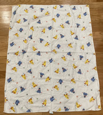 Vtg Sesame Street Baby Blanket Flannel Receiving White Big Bird Cookie Monster