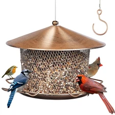 Bird Feeder for Outdoor Weatherproof Rainproof All Metal Hanging Wild