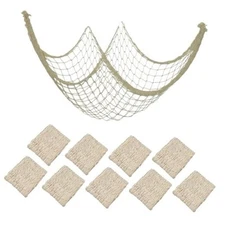 10 Pieces Natural Fish Net Ocean Themed Wall Hangings Party Decor Decoration 
